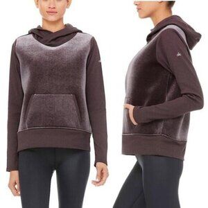 NWT ALO YOGA Luxe Long Sleeve Velour Hoodie Sweatshirt Size Medium In Raisin